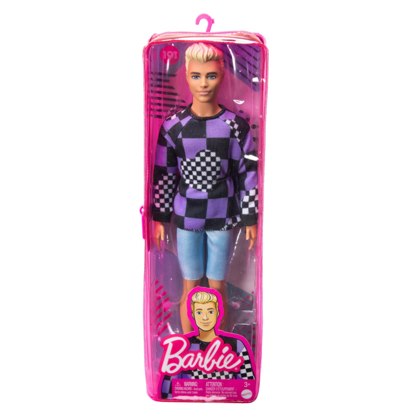 Papusa Barbie Fashionistas - Baiat blond cu bluza cu imprimeu geometric