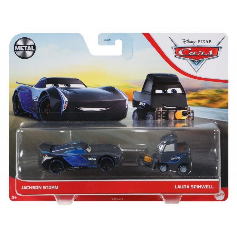 Set 2 masinute metalice Cars3 - Jackson Storm si Laura Spinwell