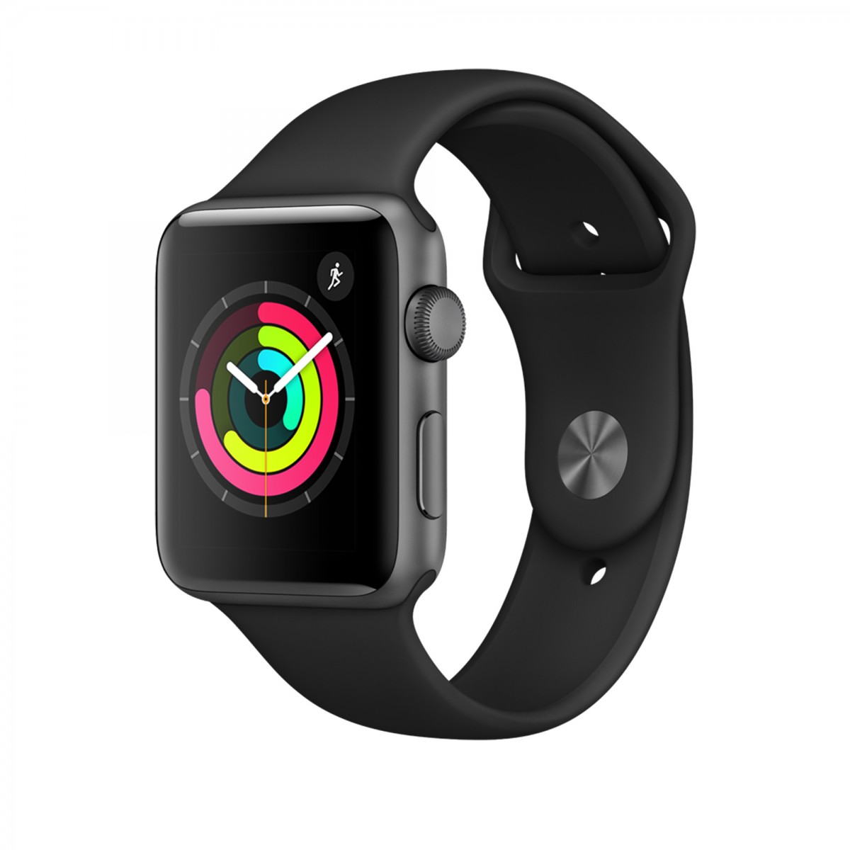 Apple Watch 3 42mm Space Grey Case, Black Sport Band