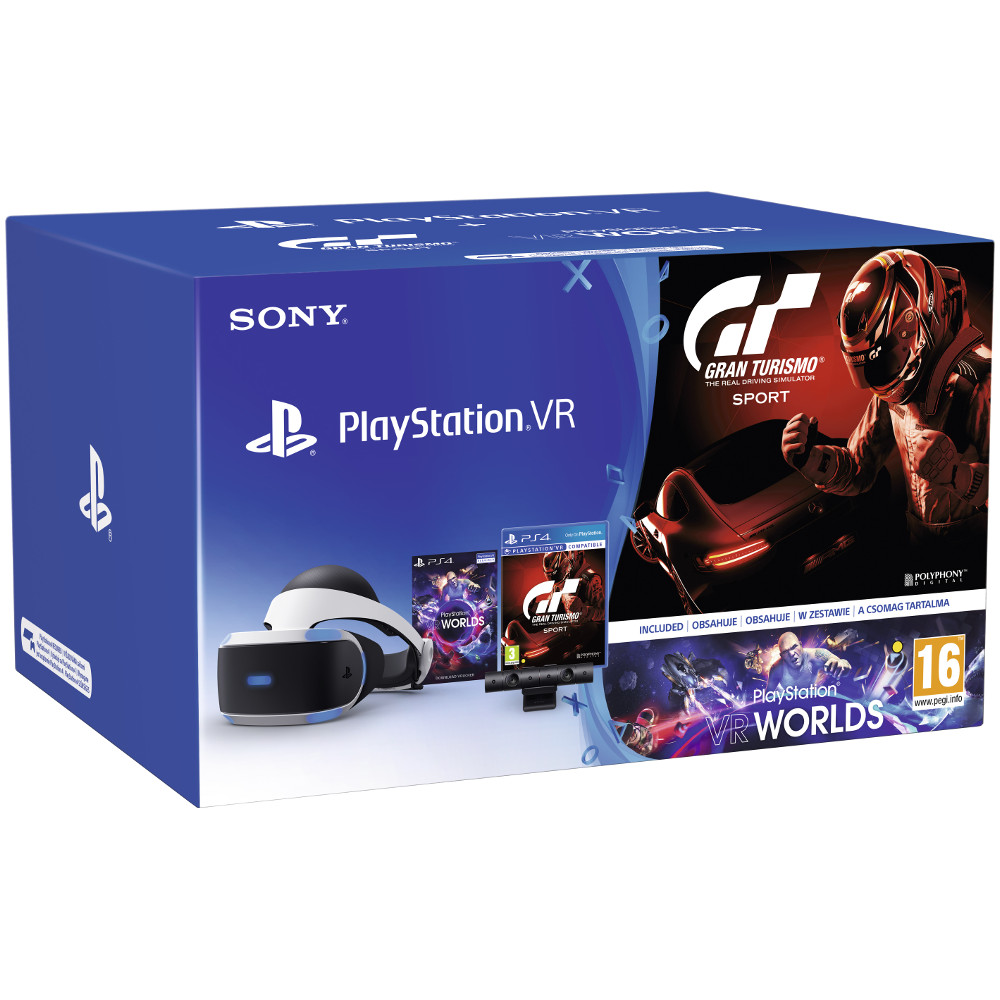 Kit PlayStation VR + PlayStation Camera V2 + Joc PS4 Gran Turismo Sport + Joc PS4 VR Worlds