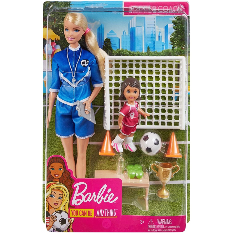 Barbie papusa cariere set sport antrenor de fotbal blonda