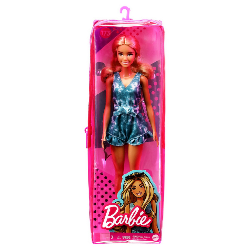 Papusa Barbie Fashionistas blonda cu tinuta casual albastra si ochelari de soare