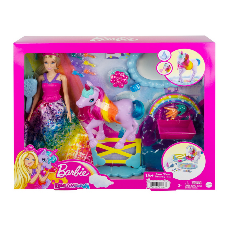 Barbie papusa Barbie si set de joaca cu unicorn