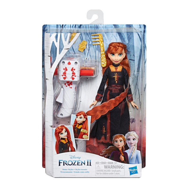 Papusa Frozen 2 - Anna cu par lung pentru impletit