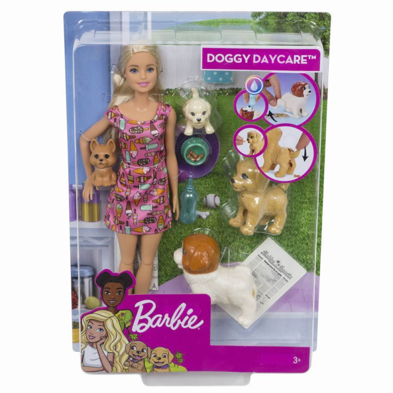 Papusa Barbie set cu catelusi