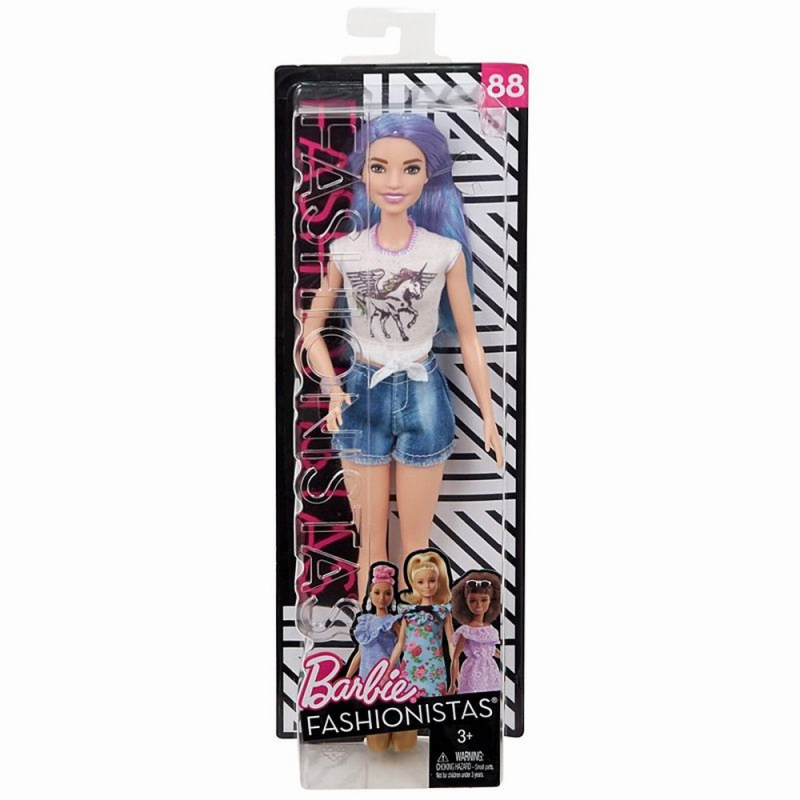 Papusa Barbie Fashionistas cu par stralucitor mov