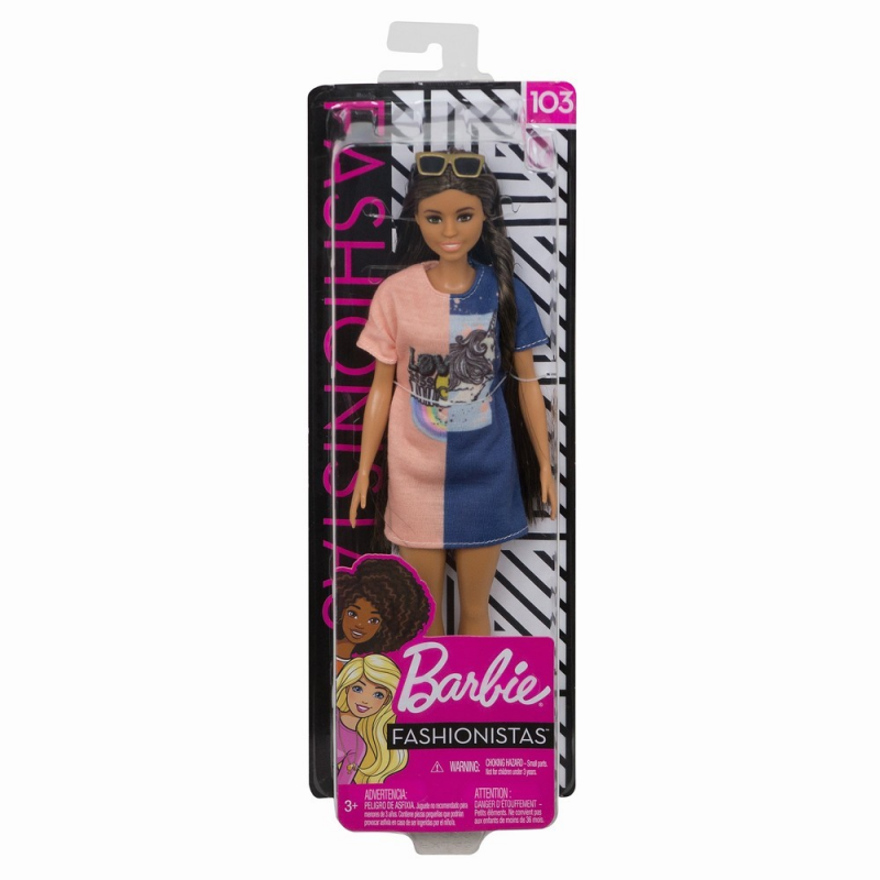 Papusa Barbie Fashionistas bruneta cu par lung