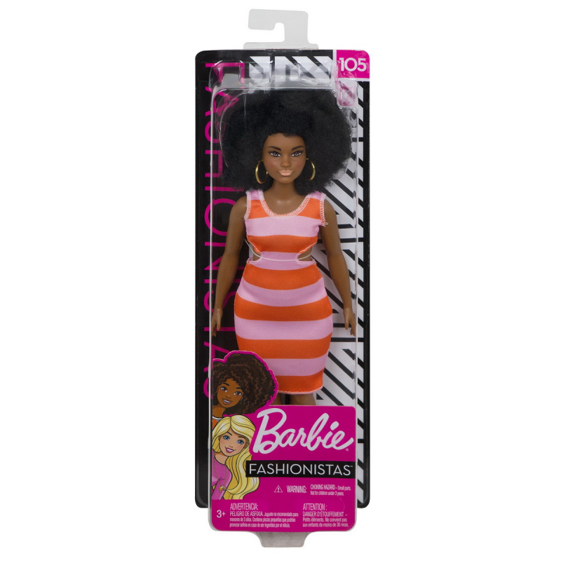 Papusa Barbie Fashionistas Afro-Americana, cu parul cret
