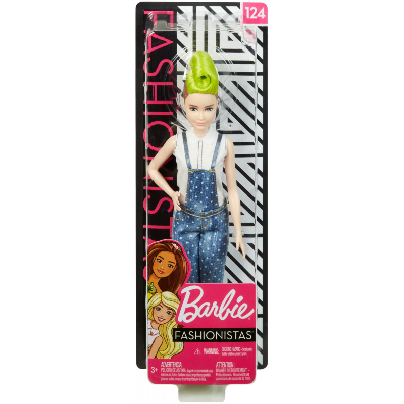 barbie si surorile ei intr o poveste cu ponei in romana Papusa Barbie Fashionistas cu salopeta si o coafura verde