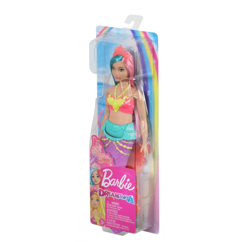 Barbie papusa sirena cu coronita roz deschis