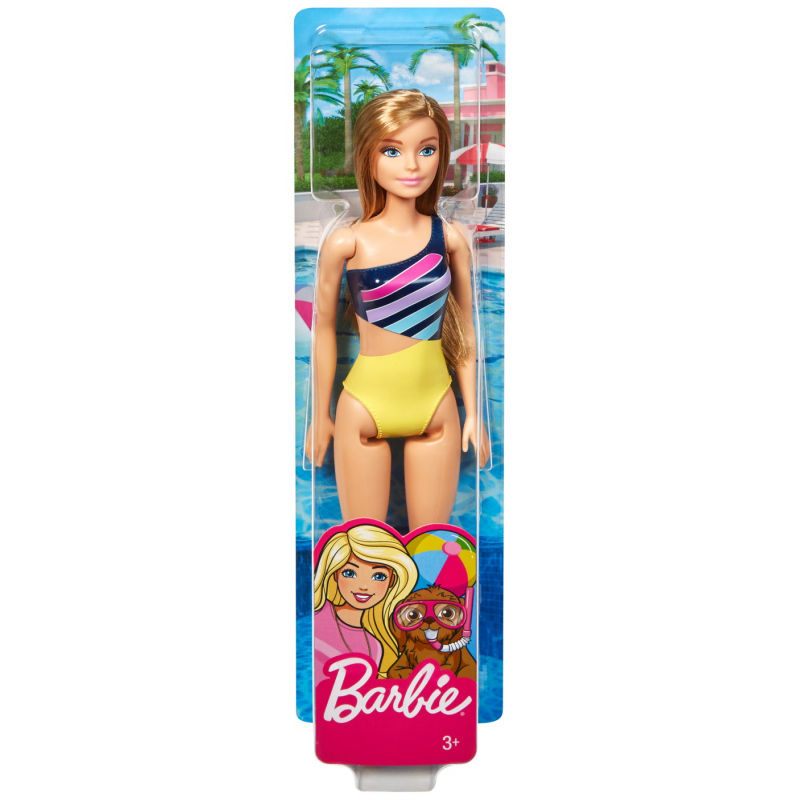 Papusa Barbie Satena, cu costum de baie multicolor