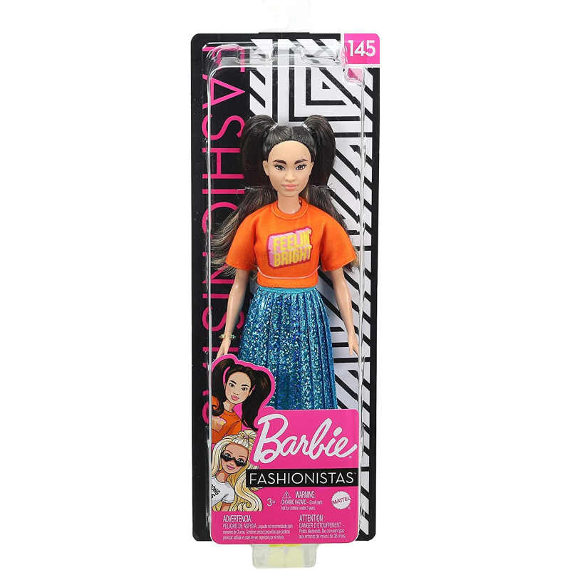 Papusa Barbie Fashionistas bruneta si cu parul cu codite