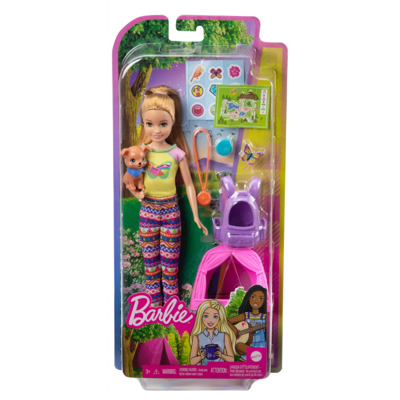 Set de Joaca Barbie, Camping Sisters - Stacie, cu animal de companie