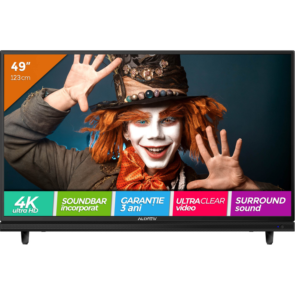 Televizor LED, Allview 49ATC5000-U, 123 cm, Ultra HD 4K, Soundbar incorporat