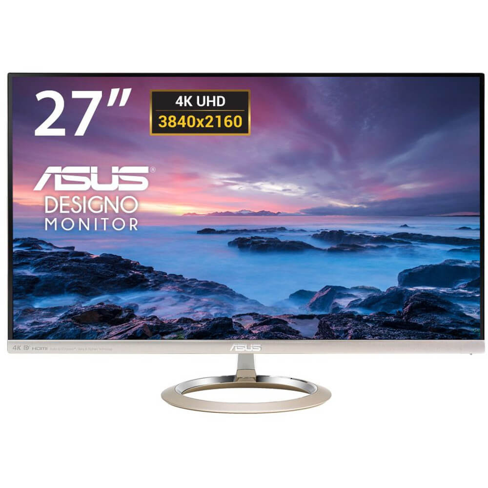 Monitor LED Asus Designo MX27UC, 27", 4K UHD(3840 x 2160),&nbsp;USB Type-C, Ultra-slim, Flicker free, Display Port, Boxe, Auriu