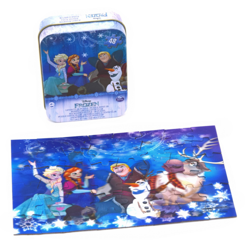 Puzzle 3D Frozen in cutie de metal 48 piese