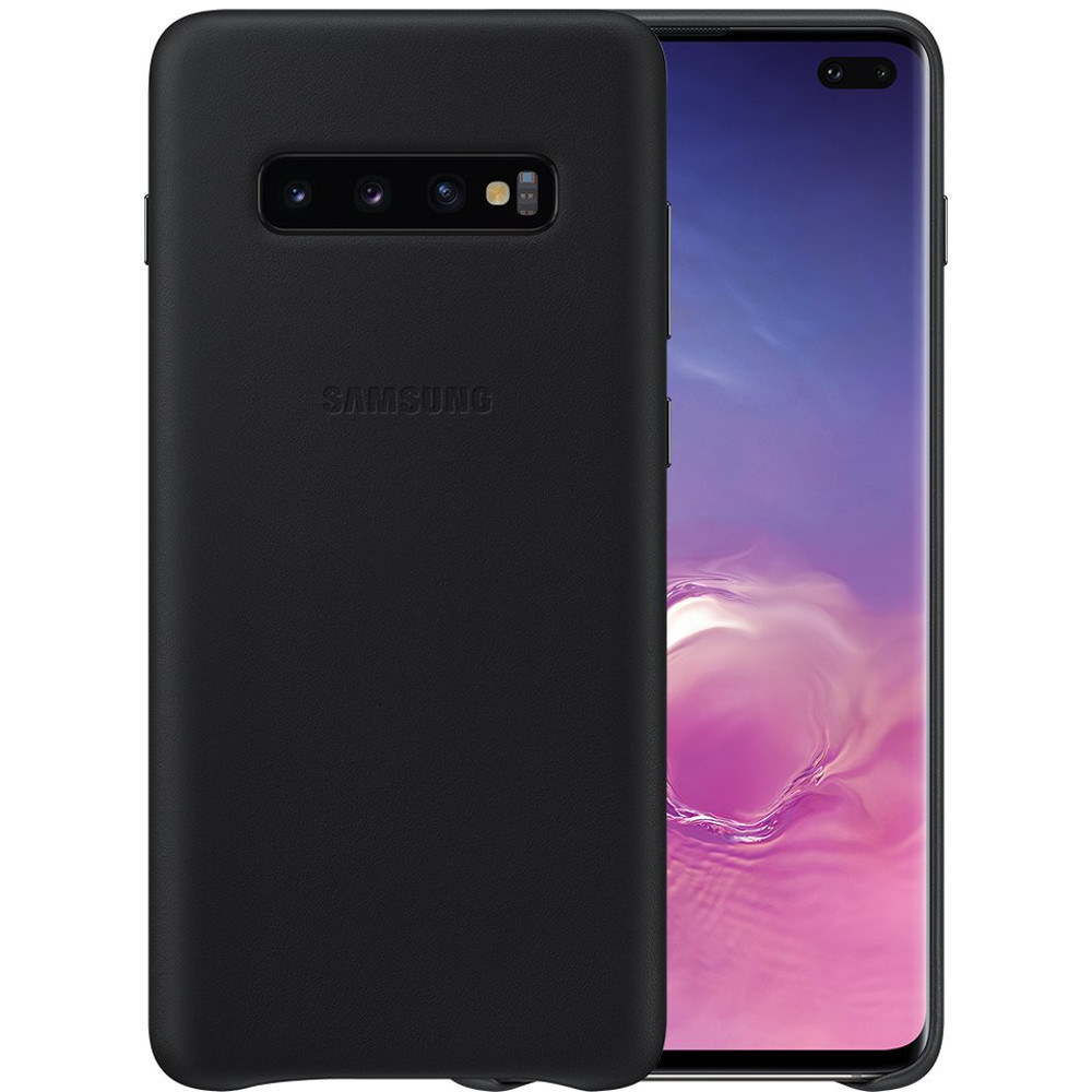 Carcasa de protectie Samsung Leather pentru Galaxy S10 Plus, Negru