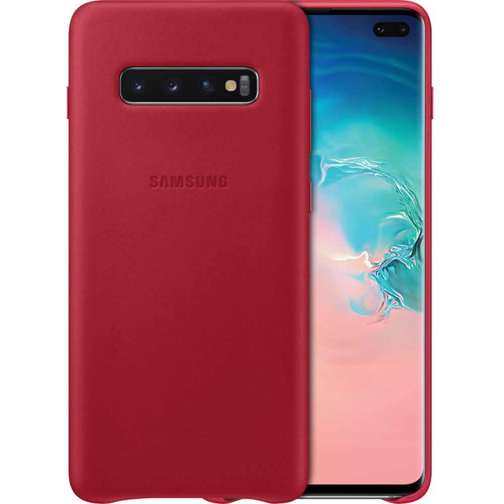 Carcasa de protectie Samsung Leather pentru Galaxy S10 Plus, Rosu