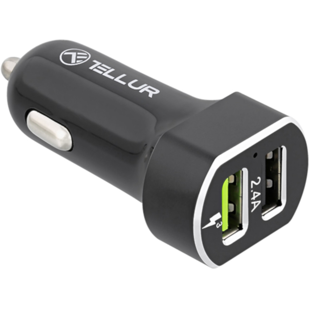 Incarcator auto Tellur FCC6, Dual USB, 5.4 A, Negru