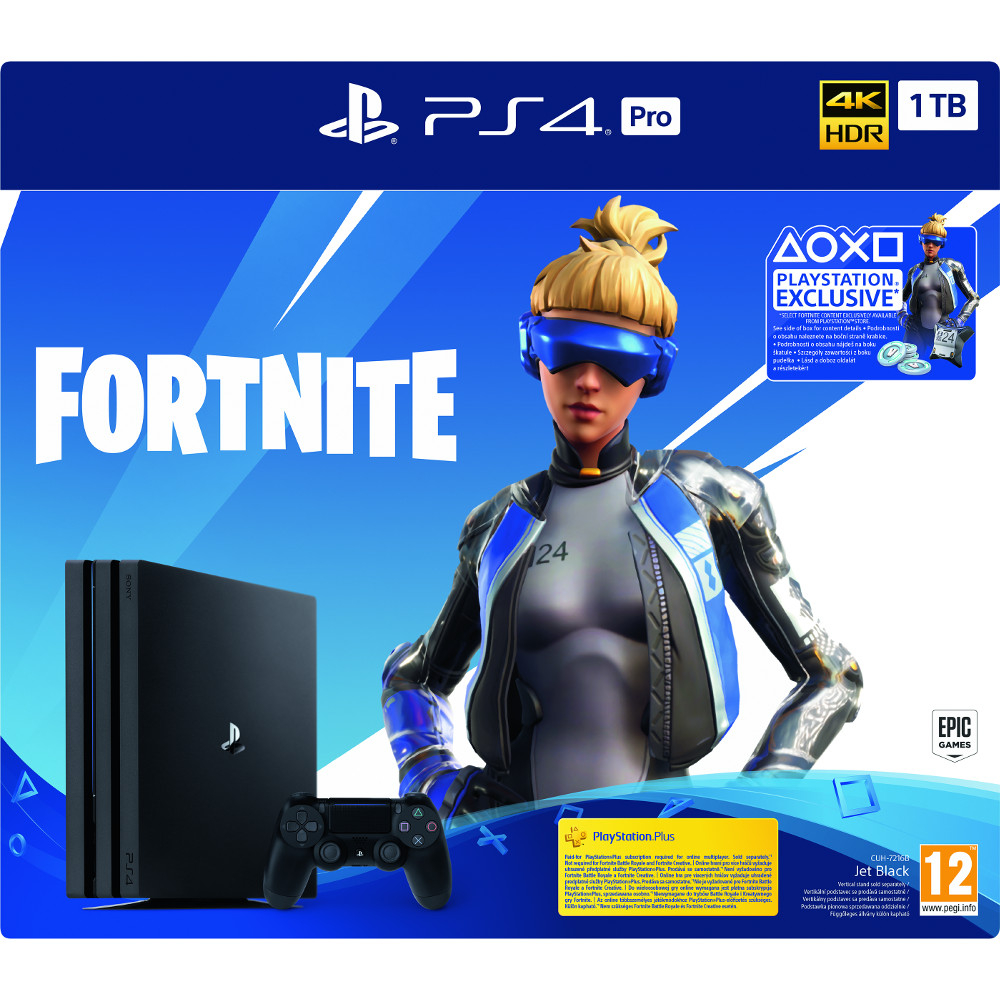 Consola Sony PS4 PRO (Playstation 4), Fortnite Neo Versa Bundle, 1TB, Negru