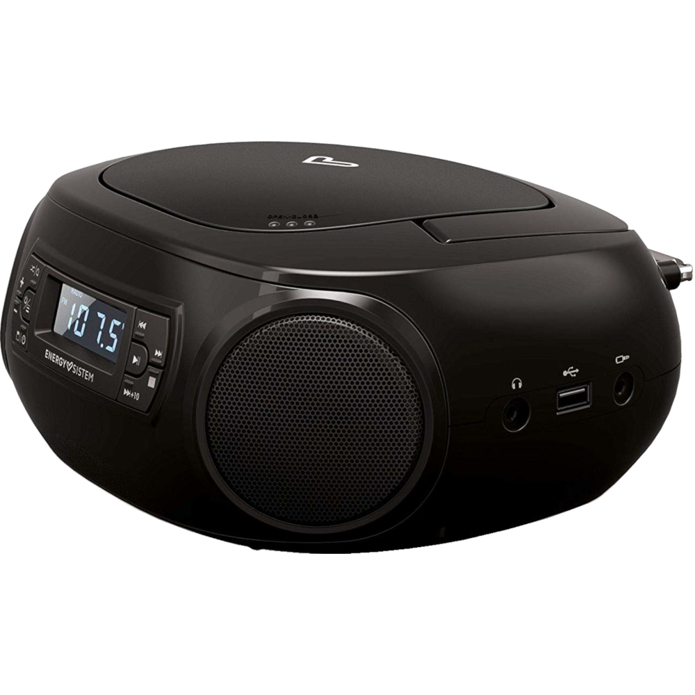 Radio portabil Energy Sistem Boombox 3, Bluetooth, USB, CD Player, Negru