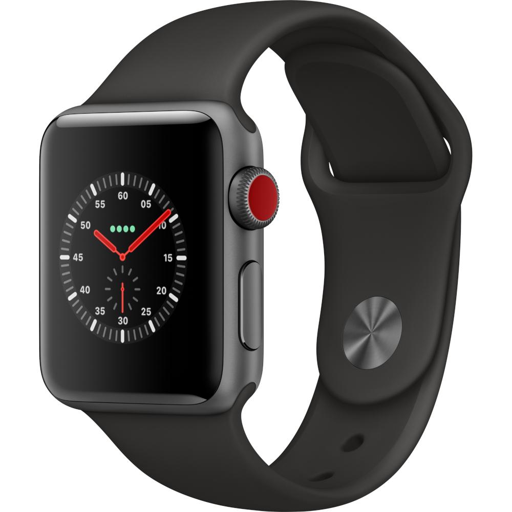 Apple Watch Series 3 GPS + Cellular, 38mm, Space Grey, Aluminium Case, Black Sport Band