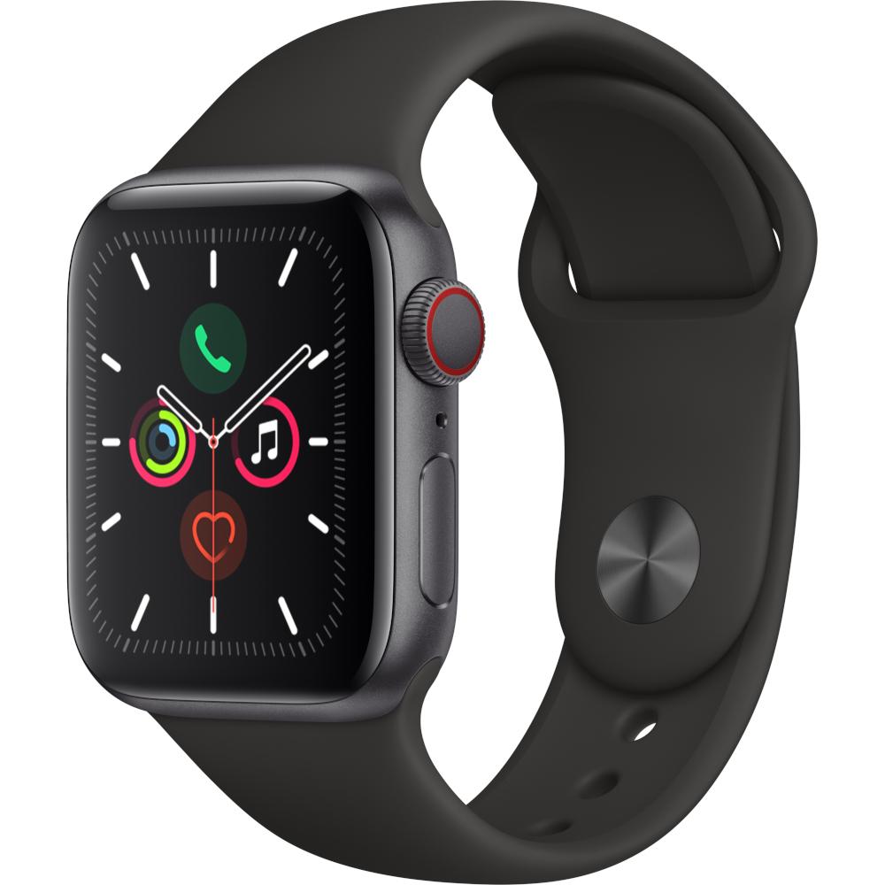 Apple Watch Series 5 GPS + Cellular, 40mm, Space Grey, Aluminium Case, Black Sport Band