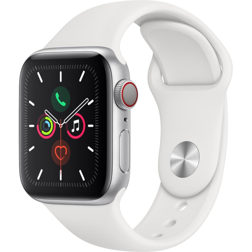 Apple Watch Series 5 GPS + Cellular, 40mm, Silver, Aluminium Case, White Sport Band