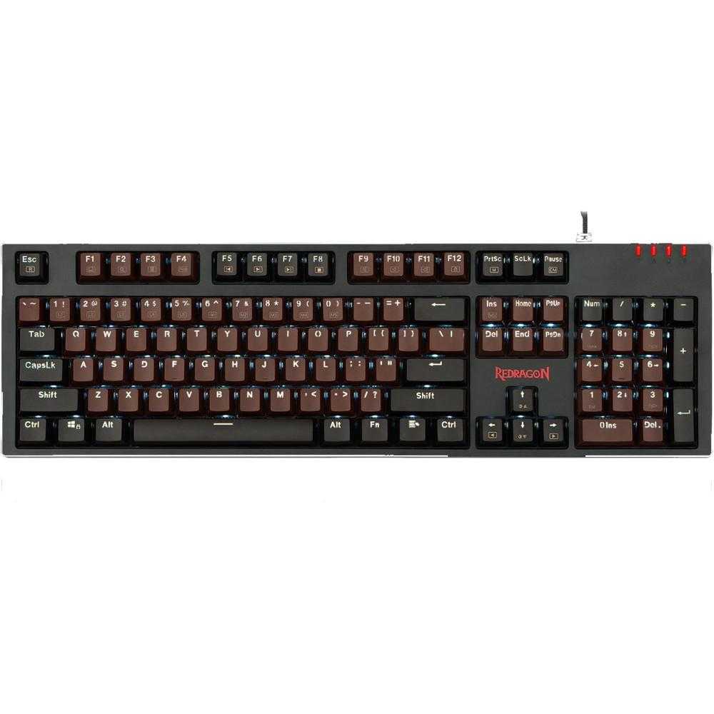 Tastatura gaming mecanica Redragon Amsa, Switch-uri albastre, Iluminare alba, Negru