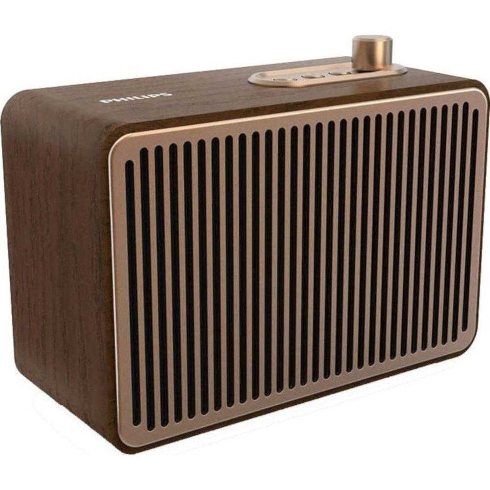 Boxa portabila Philips TAVS300/00, Bluetooth, Retro design, Carcasa lemn vintage, Maro