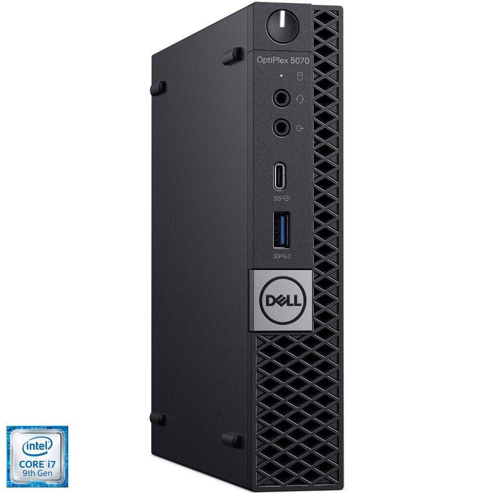 Sistem Desktop PC Dell OptiPlex 5070, Intel® Core™ i7-9700T, 8GB DDR4, SSD 256GB, Intel® UHD Graphics, Windows 10 Pro