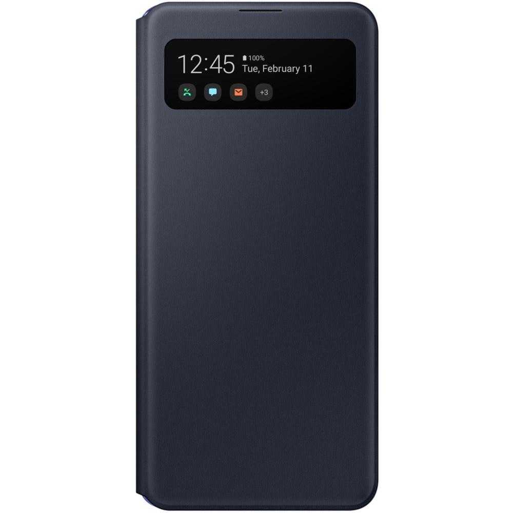 Husa S View Wallet Cover Samsung pentru Galaxy A41, Negru