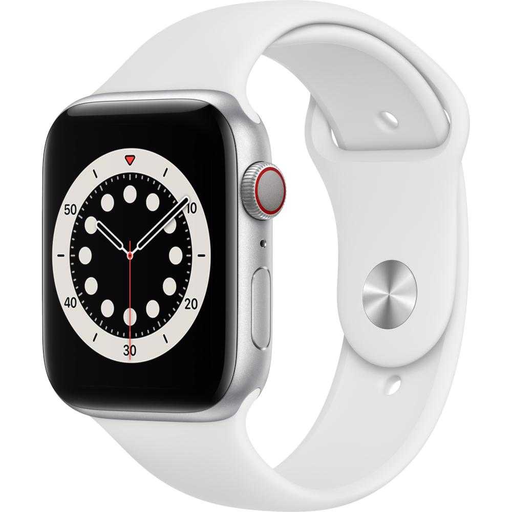 Apple Watch Series 6 GPS + Cellular, 44mm, Silver, Aluminium Case, White Sport Band