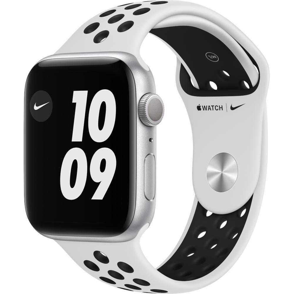 Apple Watch Nike Series 6 GPS, 44mm, Silver, Aluminium Case, Pure Platinum/Black Nike Sport Band