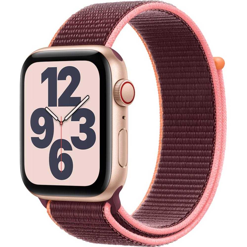 Apple Watch Series SE GPS + Cellular, 44mm, Gold, Aluminium Case, Plum Sport Loop