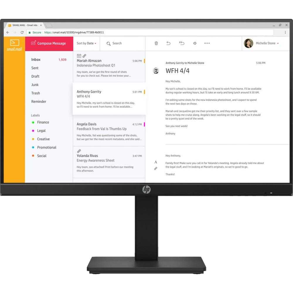 Monitor LED HP P24h G4, 23.8", Full HD, DisplayPort, Negru