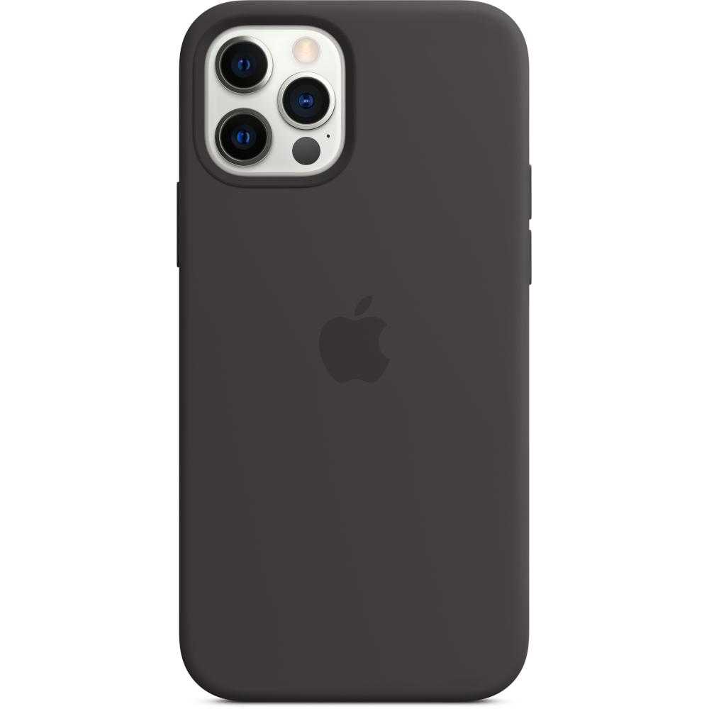 Husa de protectie Apple Silicone pentru iPhone 12/12 Pro, MagSafe, Negru