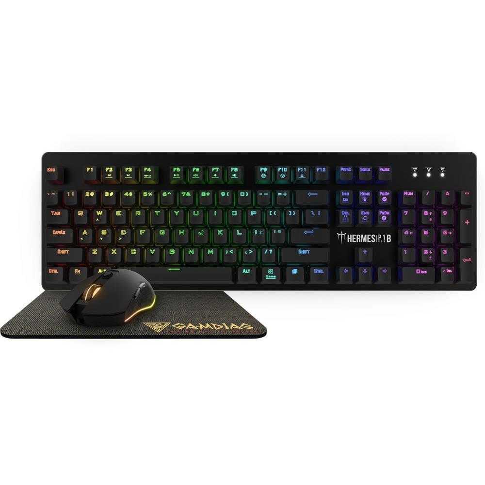 Kit gaming 3 in 1 Gamdias Hermes P1B, iluminare RGB, Negru