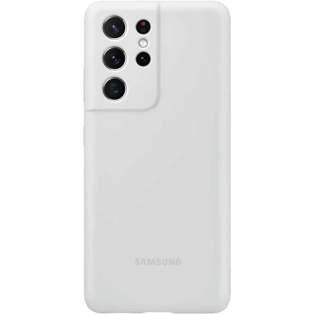 Husa de protectie Samsung Silicone Cover pentru Galaxy S21 Ultra, Alb