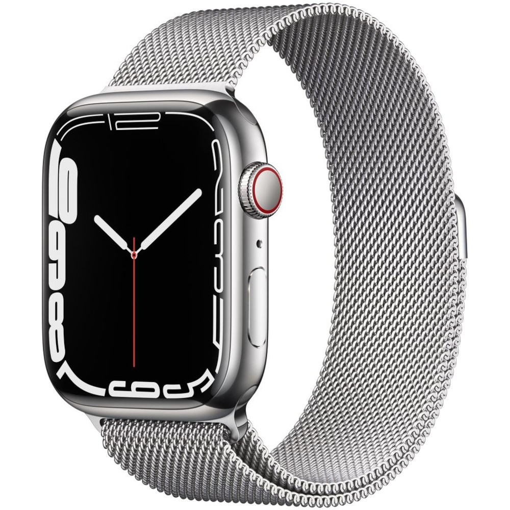 Apple Watch Series 7 GPS + Cellular, 41mm, Silver Stainless Steel Case, Silver Milanese Loop