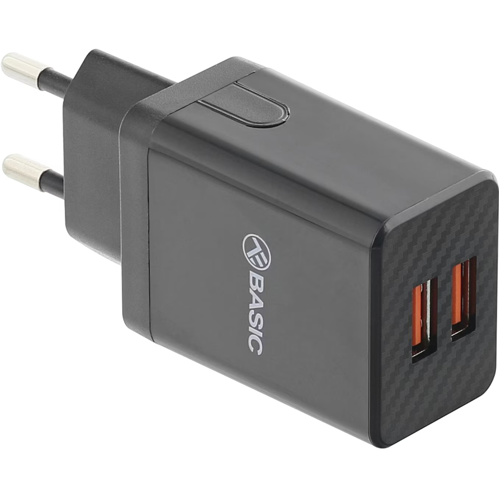 Incarcator retea Tellur Basic HC204, 2xUSB, 2.4 A, Negru