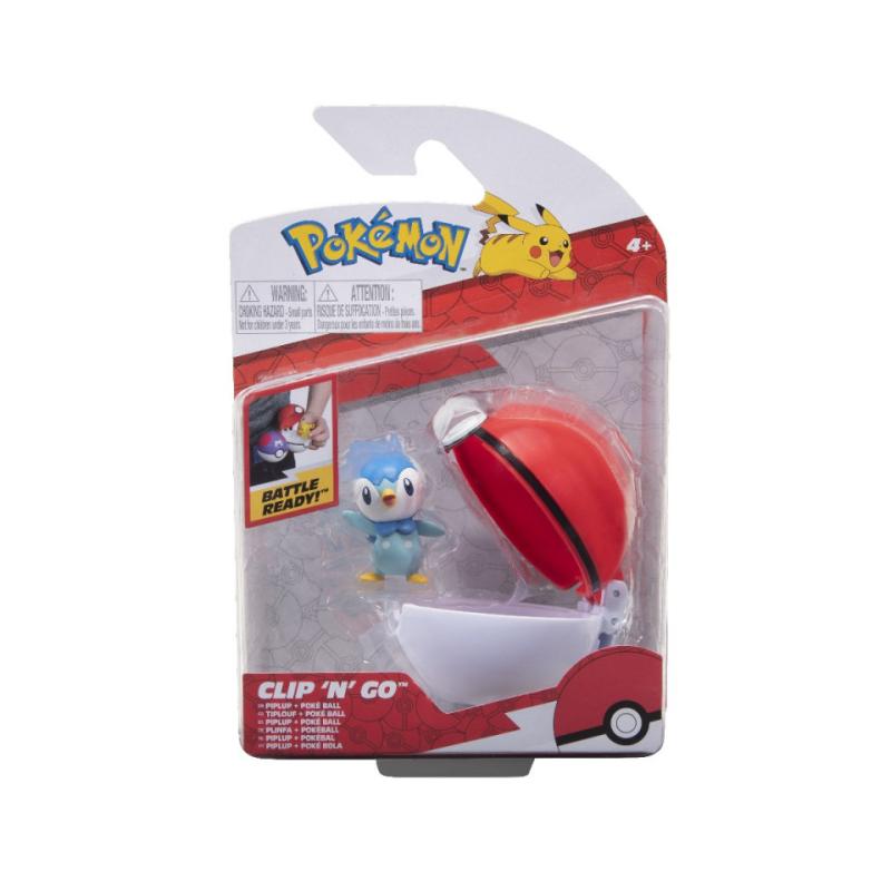 Figurina Clip\' N\' Go Pokemon, model Piplup si Poke Ball