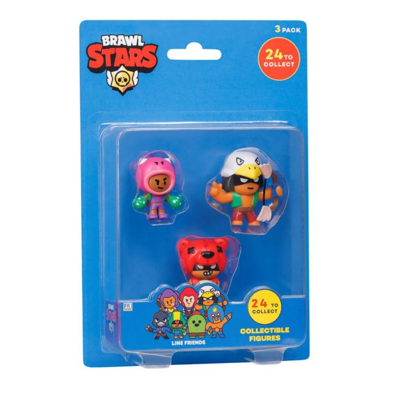 Set 3 figurine blister Brawl Stars, personaje Nita, Bo si Rosa, 4 cm