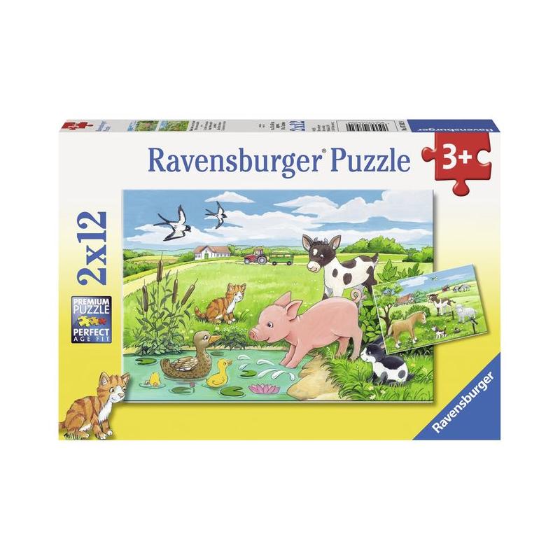 Puzzle animale la ferma, 2x12 piese