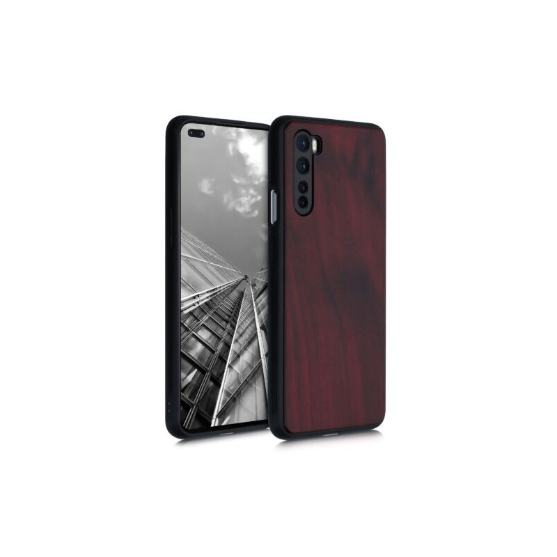 Husa pentru OnePlus Nord, Lemn, Rosu, 53715.20