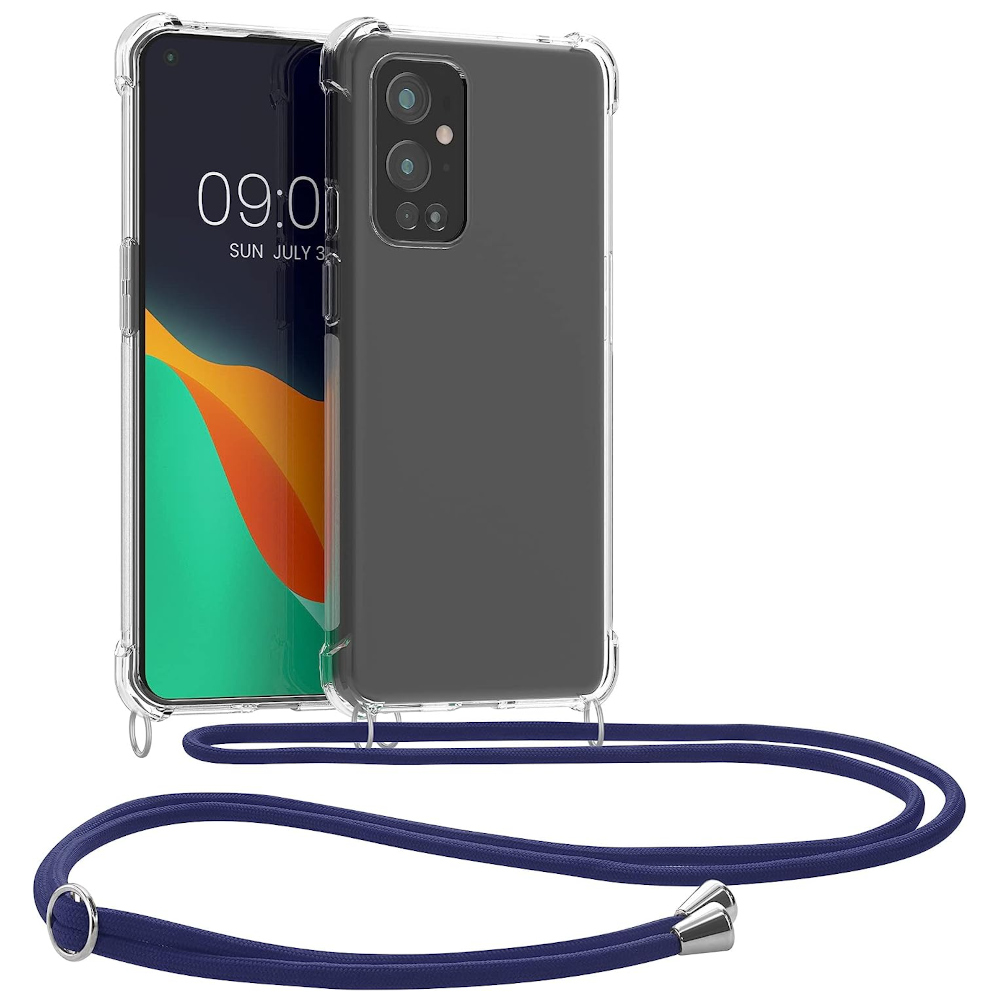 Husa Kwmobile pentru OnePlus 9 Pro, Silicon, Transparent/Albastru, 54437.04