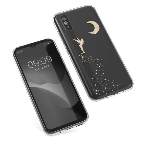 Husa Kwmobile pentru Xiaomi Redmi 9A/Redmi 9AT, Silicon, Transparent/Auriu, 57092.01