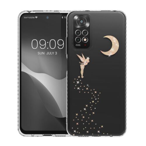 Husa Kwmobile pentru Xiaomi Redmi Note 11/Redmi Note 11s, Silicon, Transparent/Auriu, 57822.04