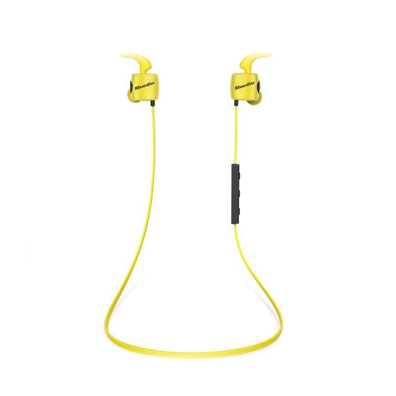 Casti Bluetooth Bluedio TE Sport, Fara fir, In-Ear, HandsFree, Rezistenta la transpiratie, Comanda multifunctionala Galben