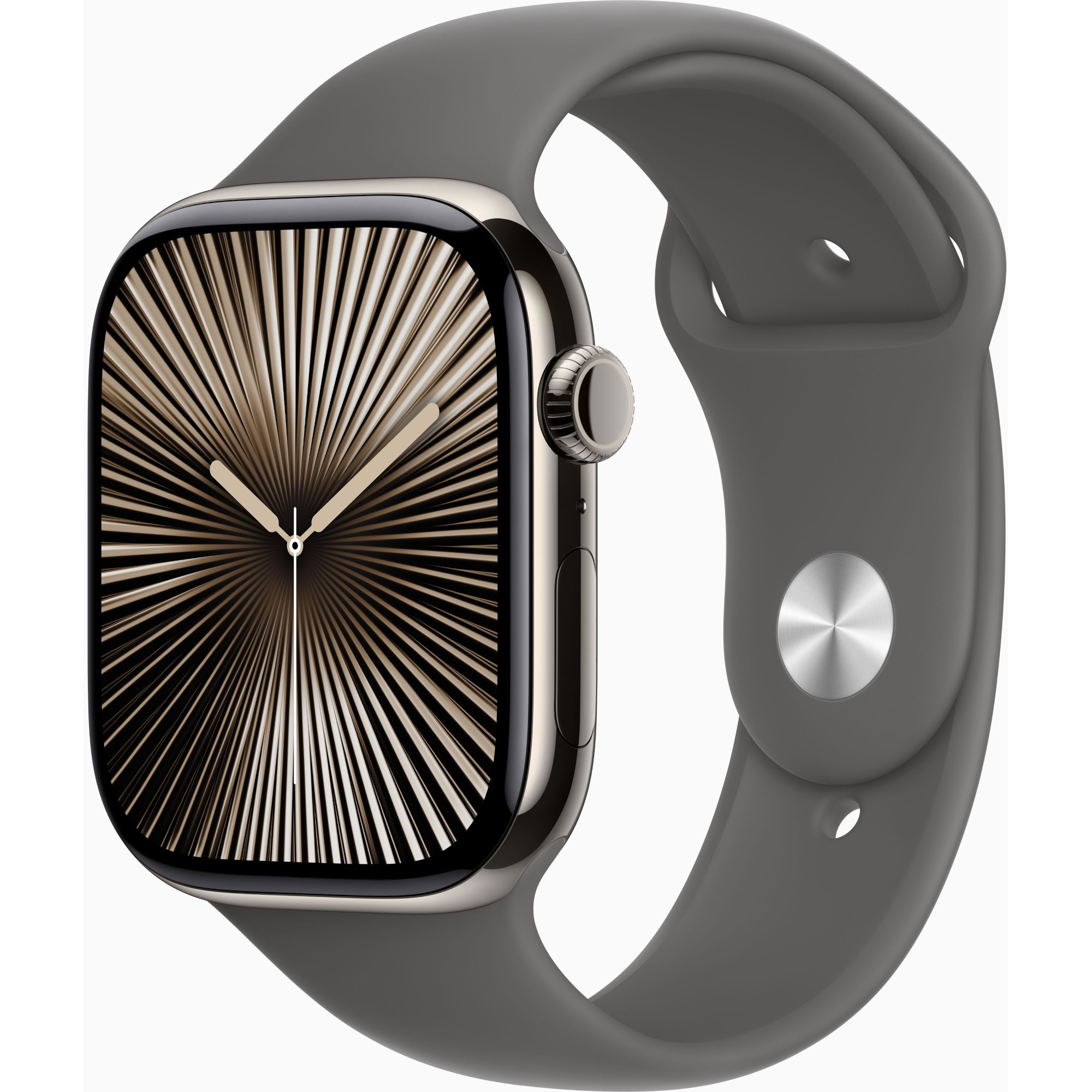 Apple Watch Seria 10, GPS + Cellular, 46 mm, Natural Titanium Case, Stone Grey Sport Band, S/M